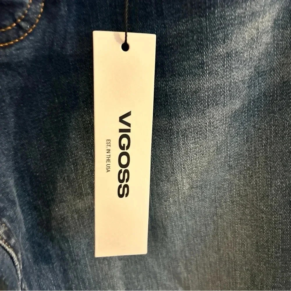 Vigoss Jeans Womens 30 Frankie Slim Straight Size 30 Distressed Button Fly NEW - Picture 5 of 11